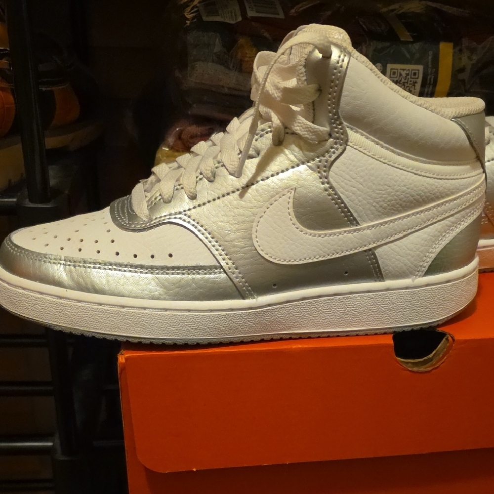 Nike White and Metallic High-Tops